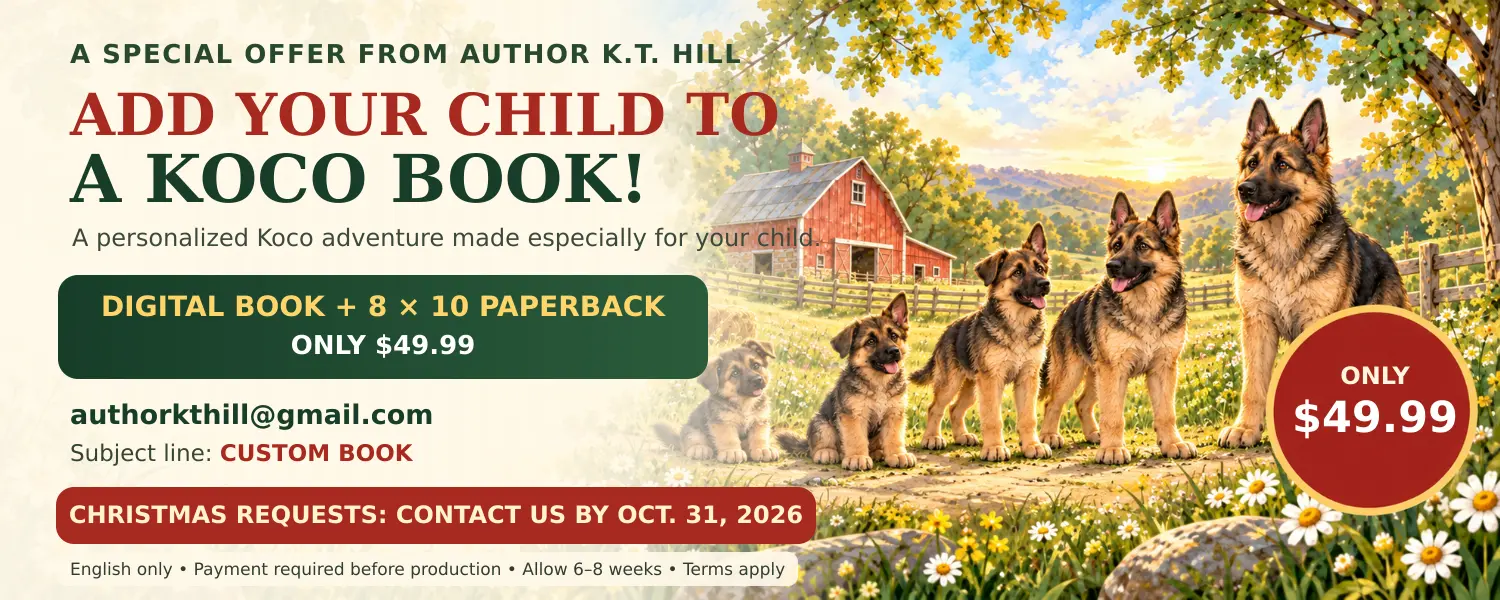 Add your child to a Koco book: digital book and 8 by 10 paperback for $49.99